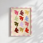 Flying Birds Print - Beige & Red