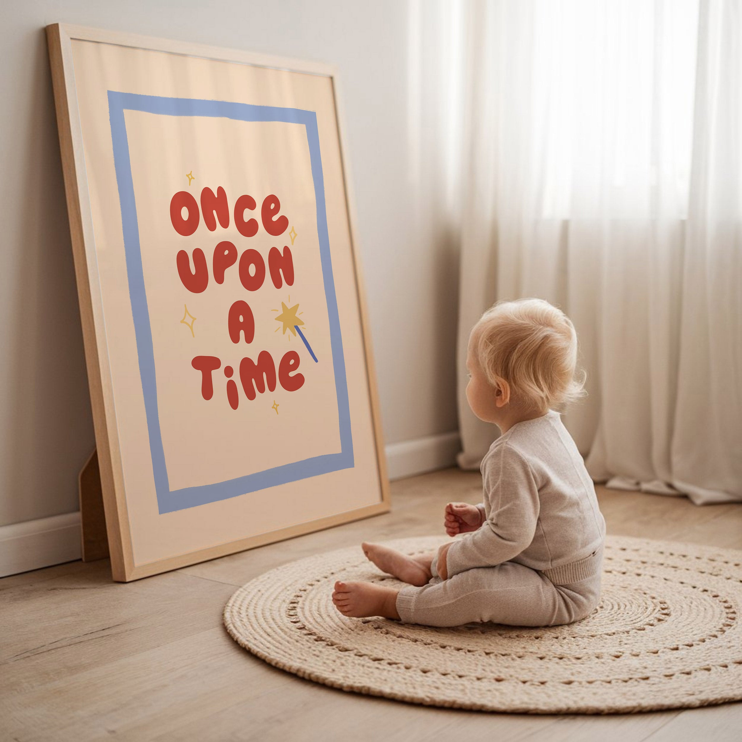 Once Upon A Time Blue & Red Print