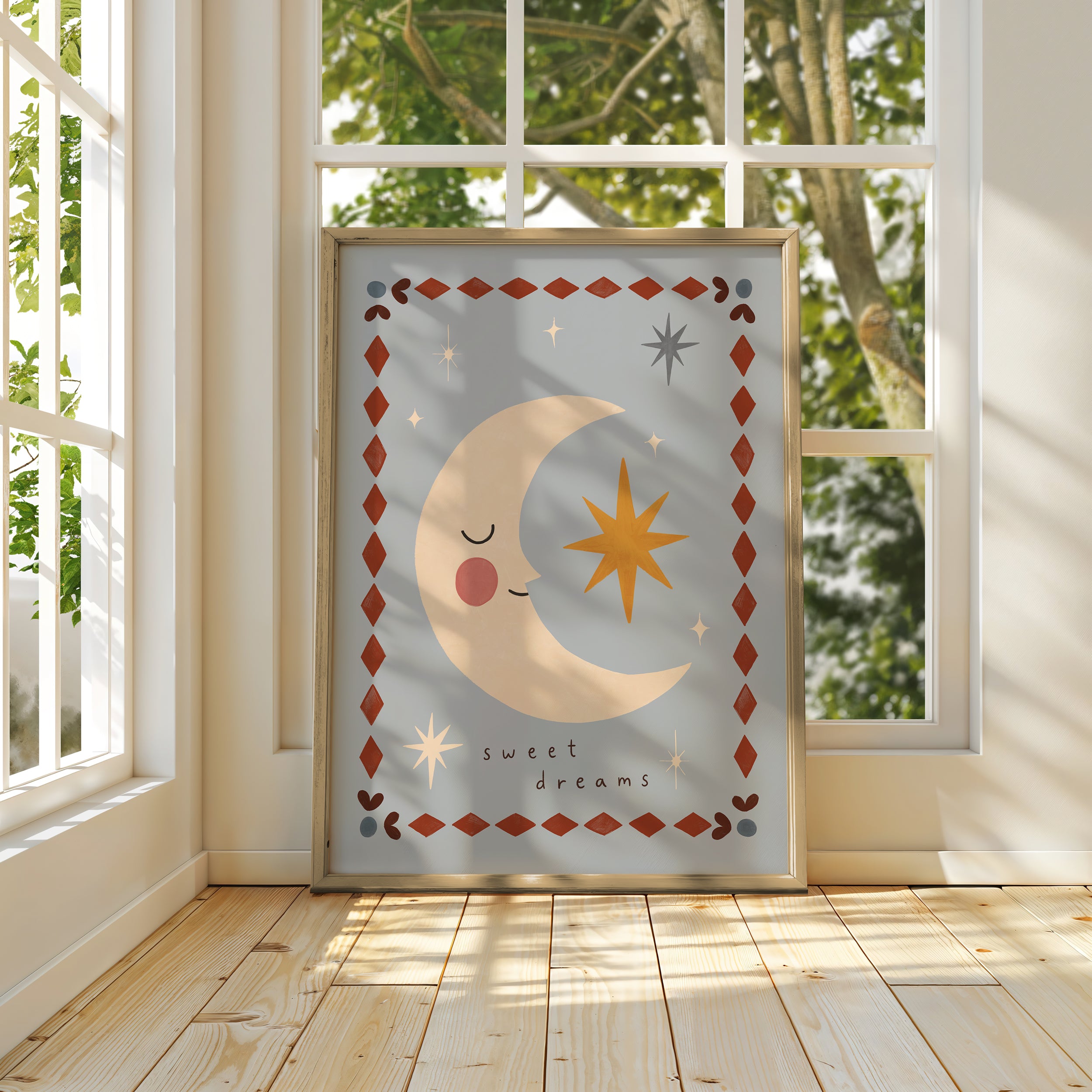 Sweet Dreams Moon Print - Blue