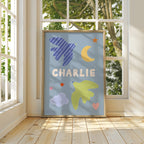 Personalised Bird Name Print - Blue