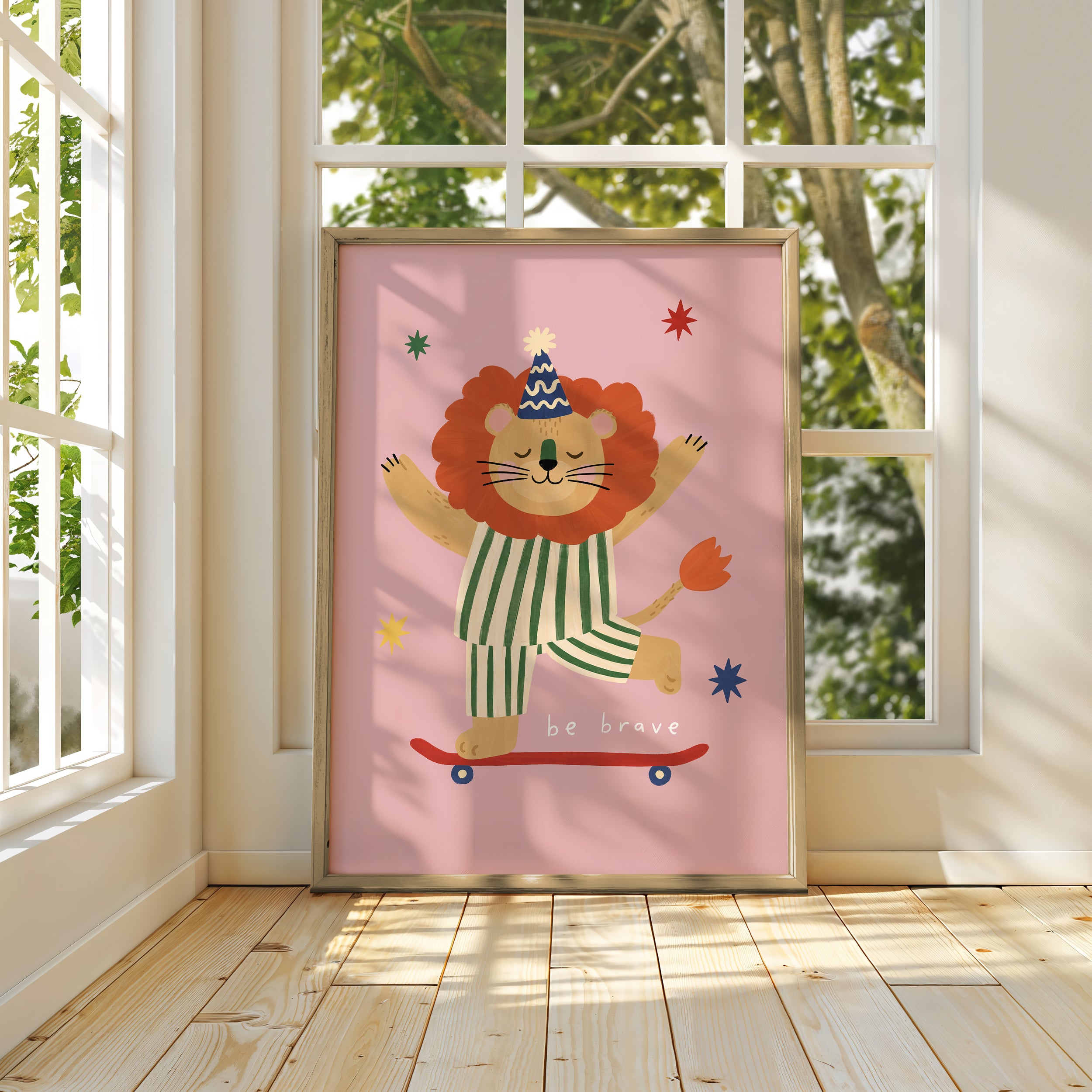 Be Brave Lion Print - Pink