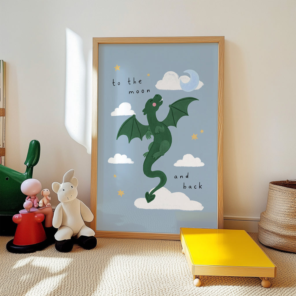 To the Moon & Back Dragon Print