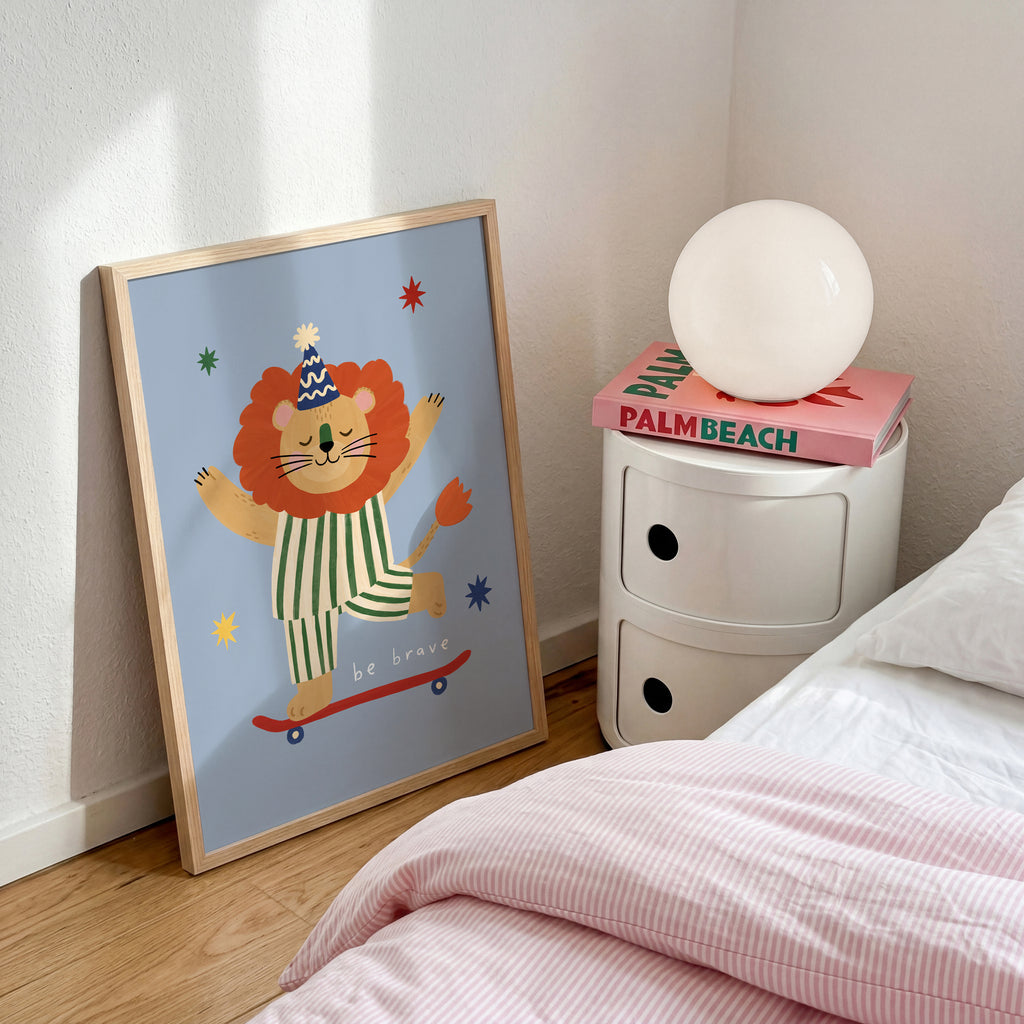 Be Brave Lion Print - Blue
