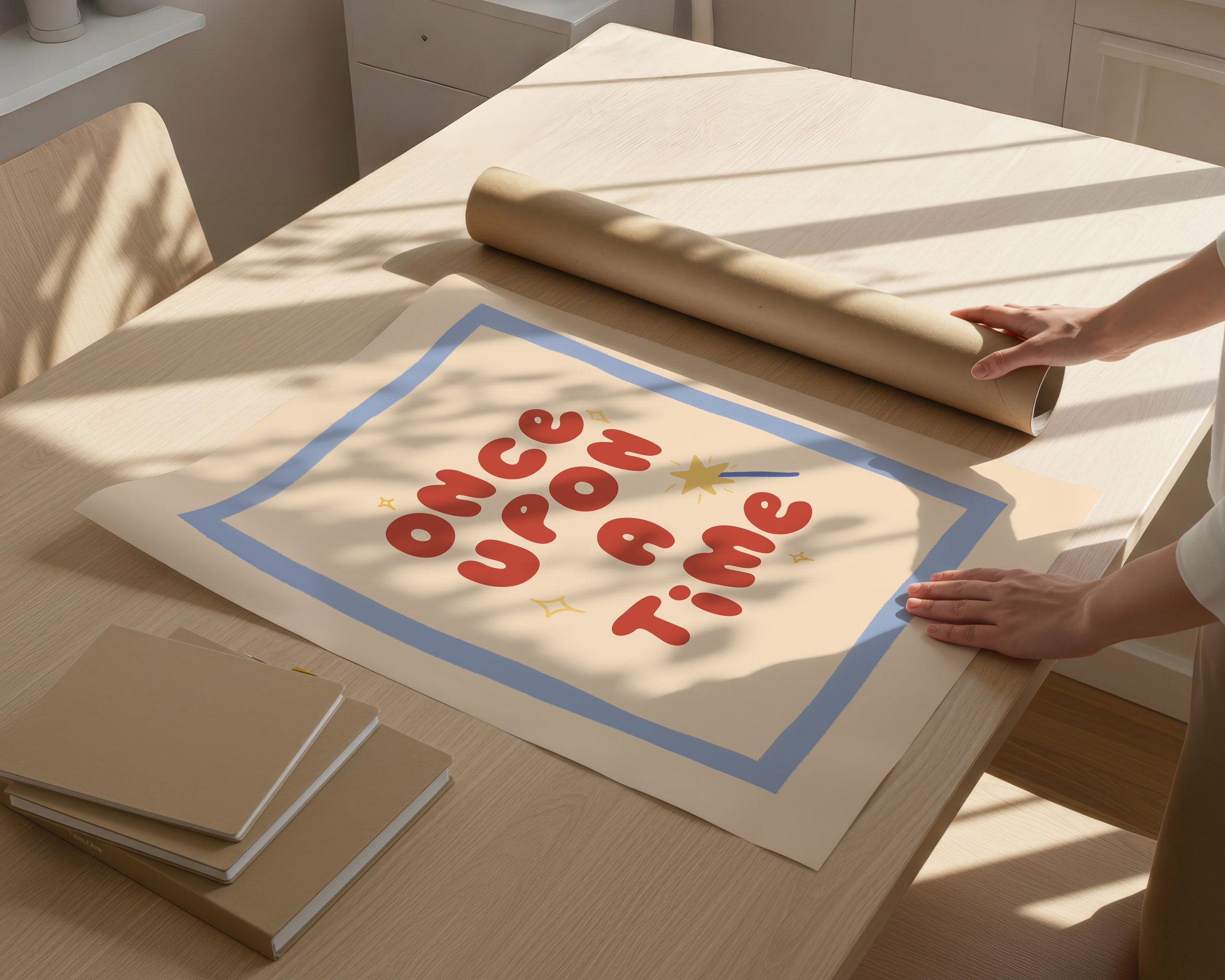 Once Upon A Time Blue & Red Print