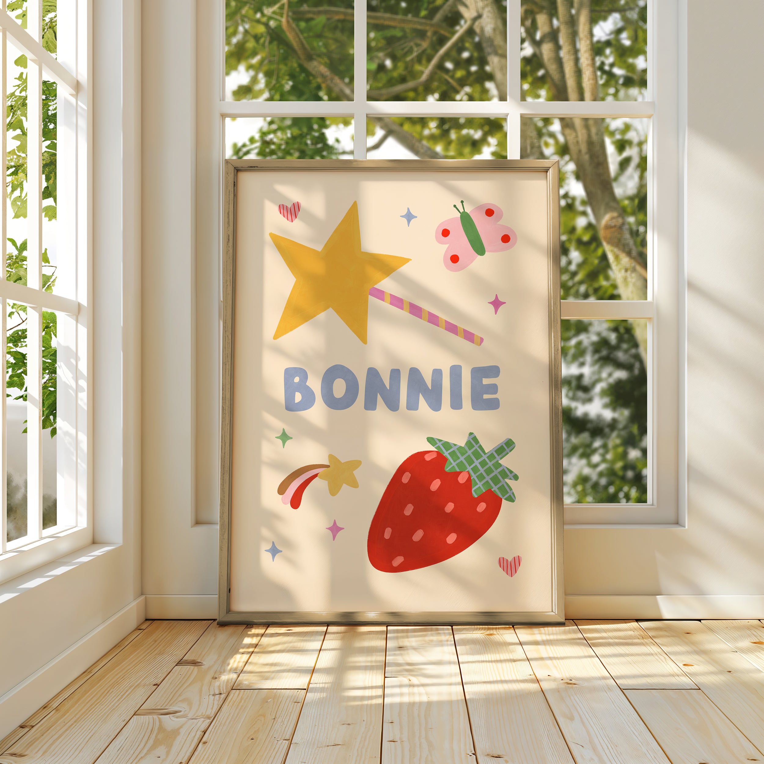 Strawberry Star Personalised Name Print