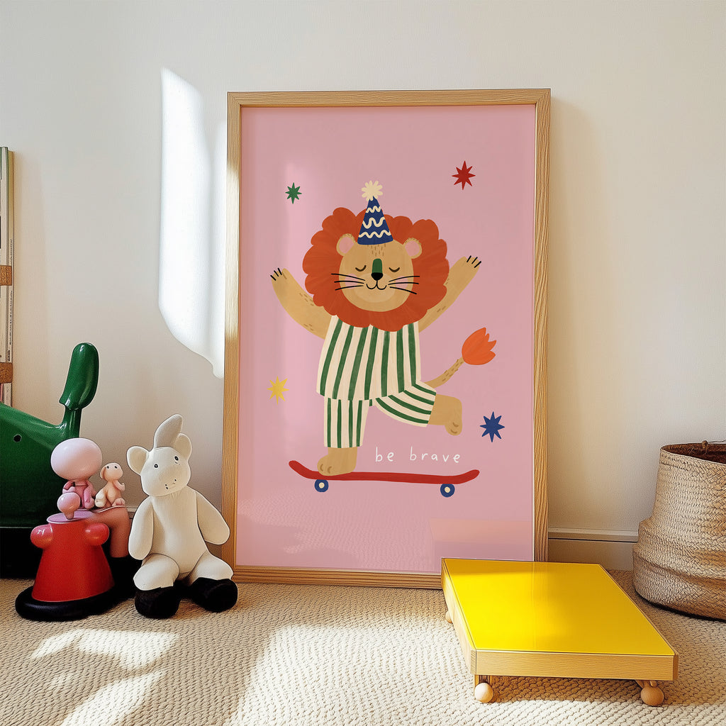 Be Brave Lion Print - Pink