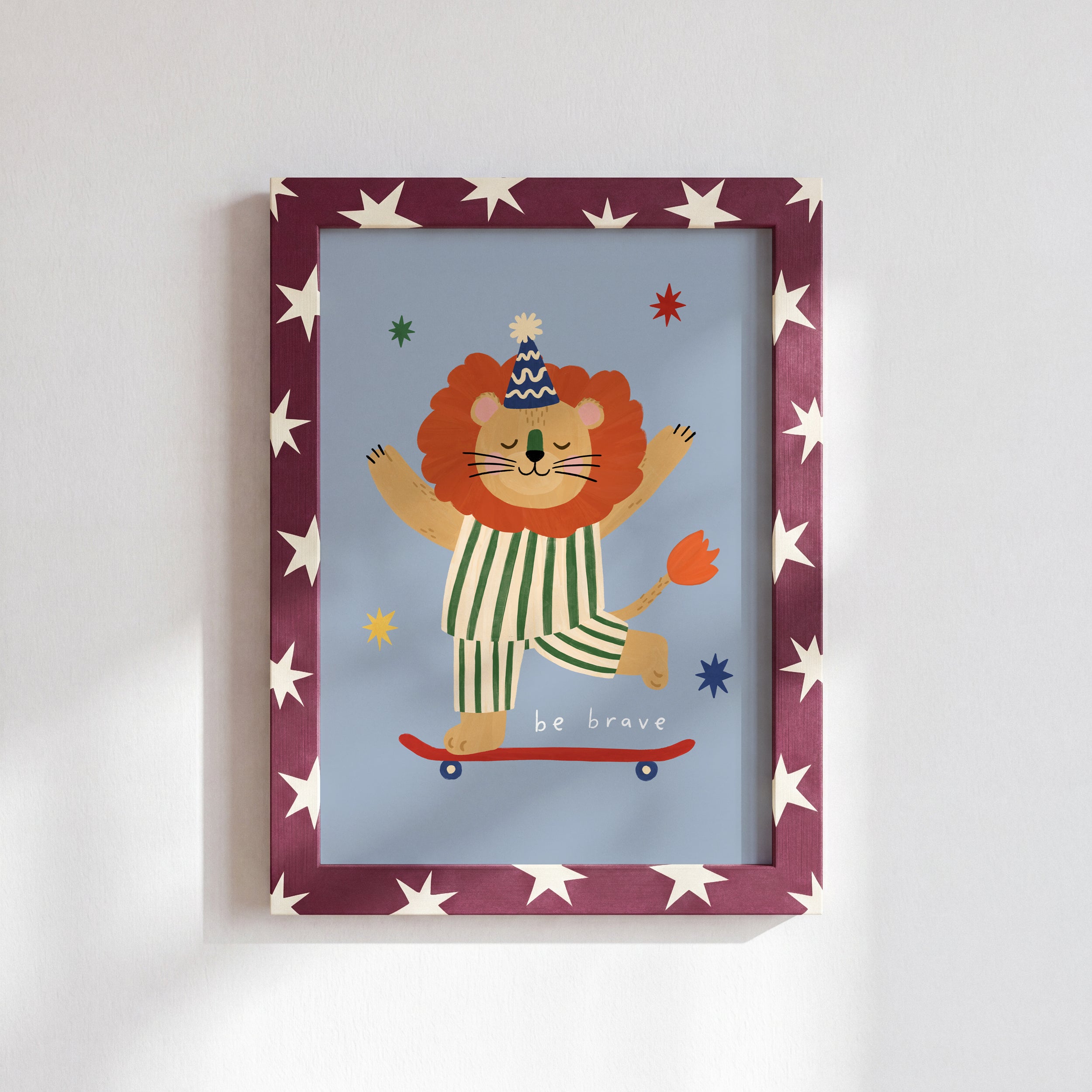 Be Brave Lion Print - Blue