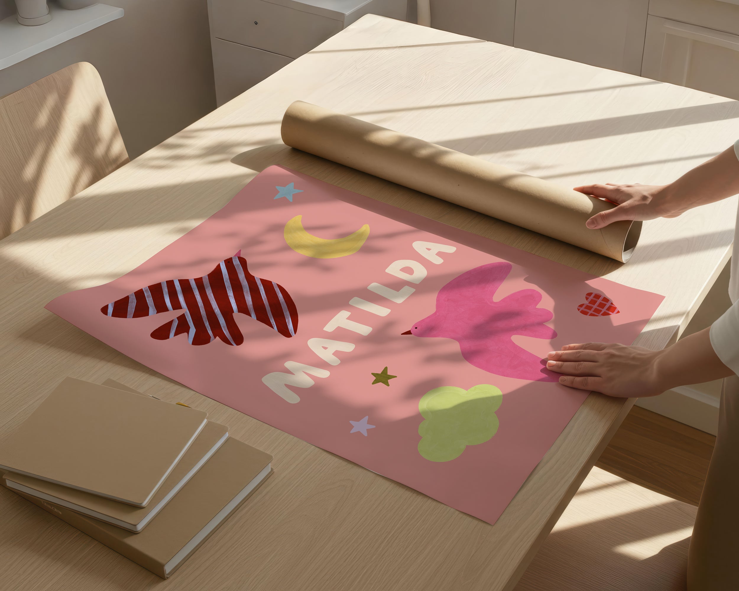 Personalised Bird Name Print - Pink