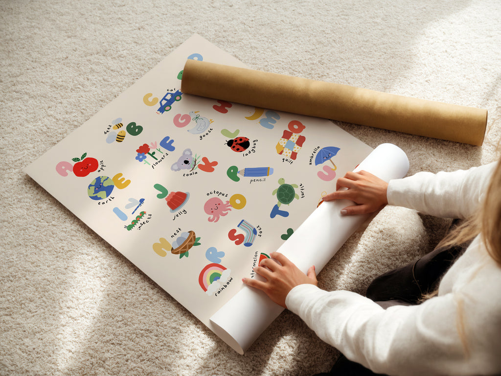 Kids Alphabet Print - Modern ABC Nursery Wall Art