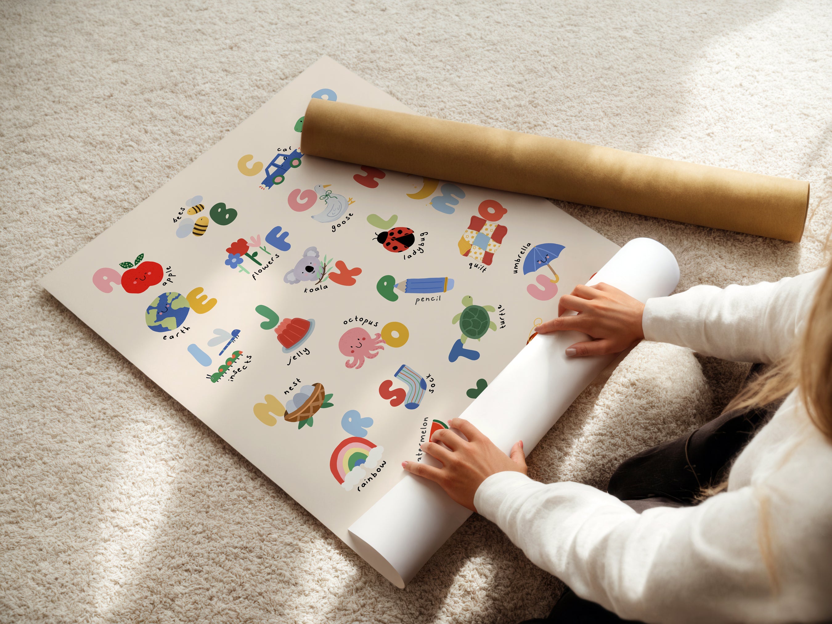 Kids Alphabet Print - Modern ABC Nursery Wall Art