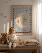 Sweet Dreams Moon Print - Blue