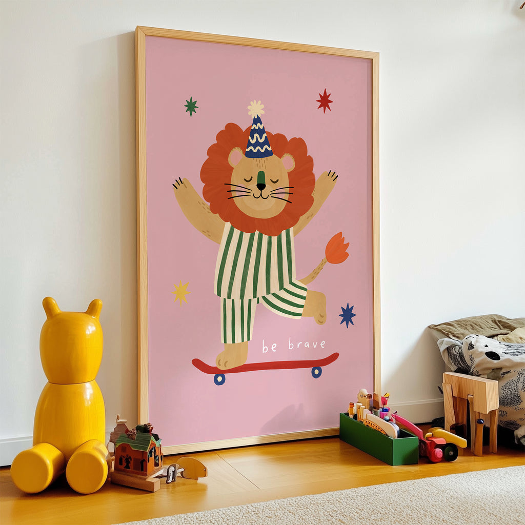 Be Brave Lion Print - Pink