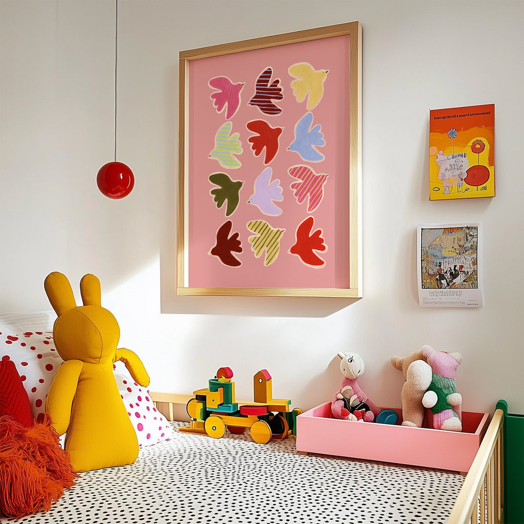 Flying Birds Print - Pink