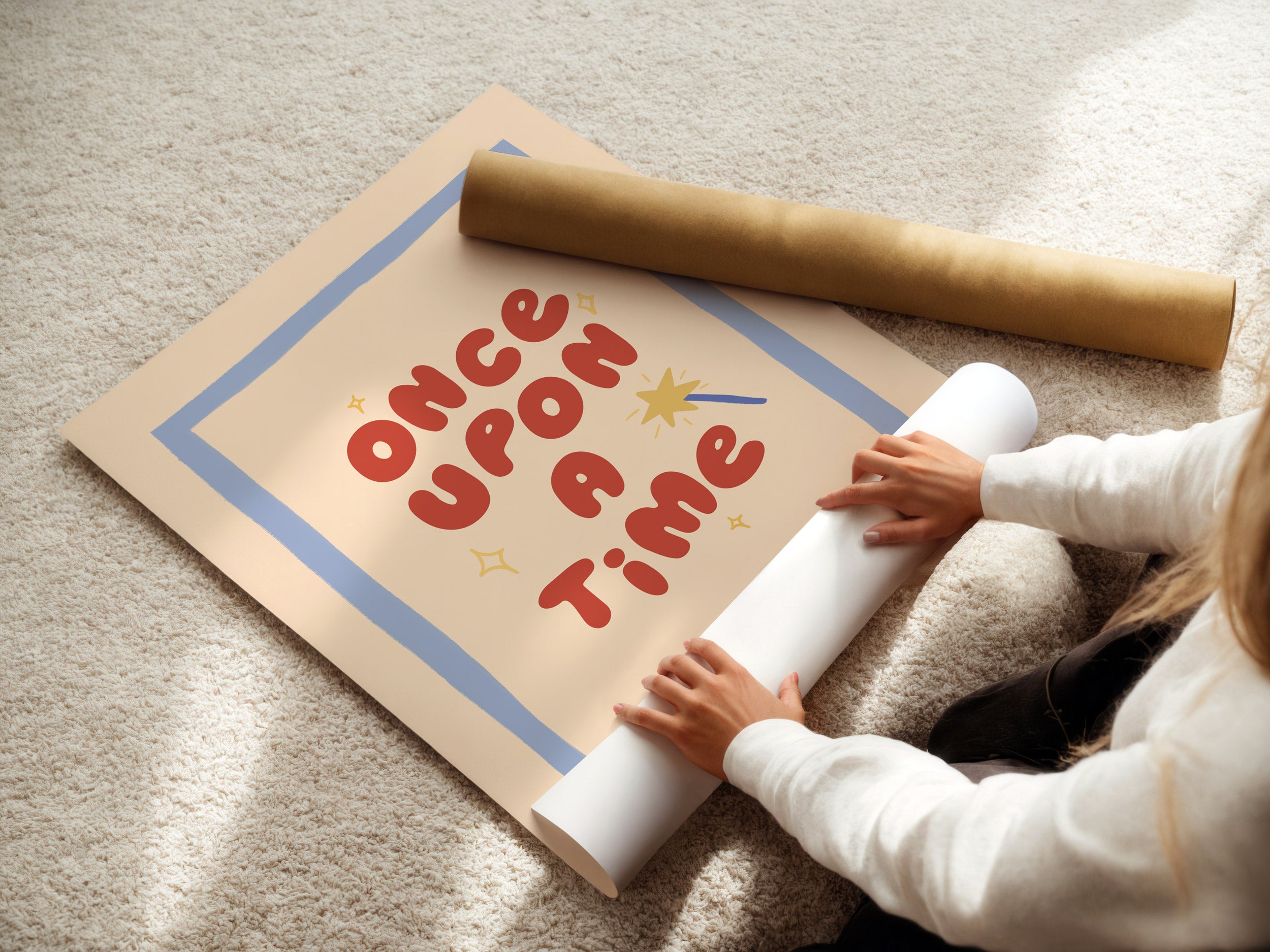 Once Upon A Time Blue & Red Print