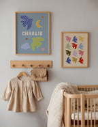 Flying Birds Print - Beige & Blue