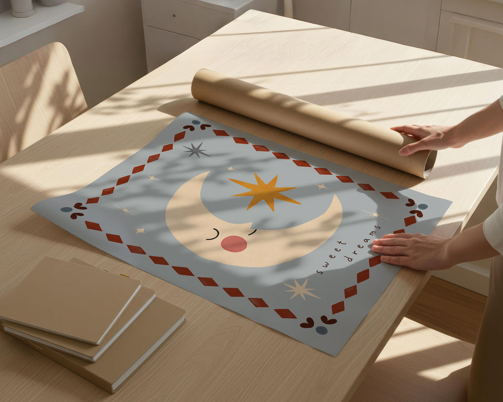 Sweet Dreams Moon Print - Blue