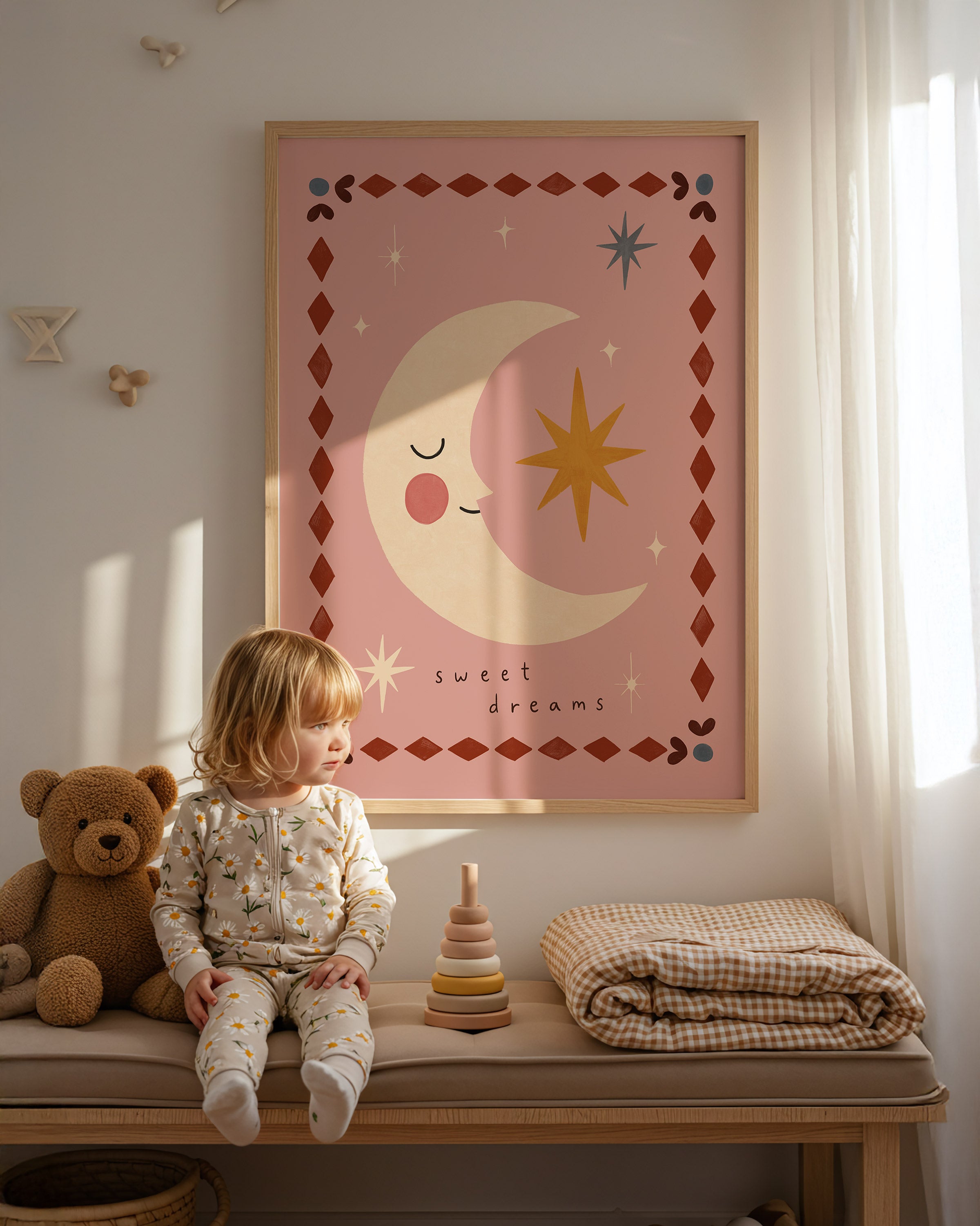 Sweet Dreams Moon Print - Pink