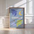 Personalised Bird Name Print - Blue