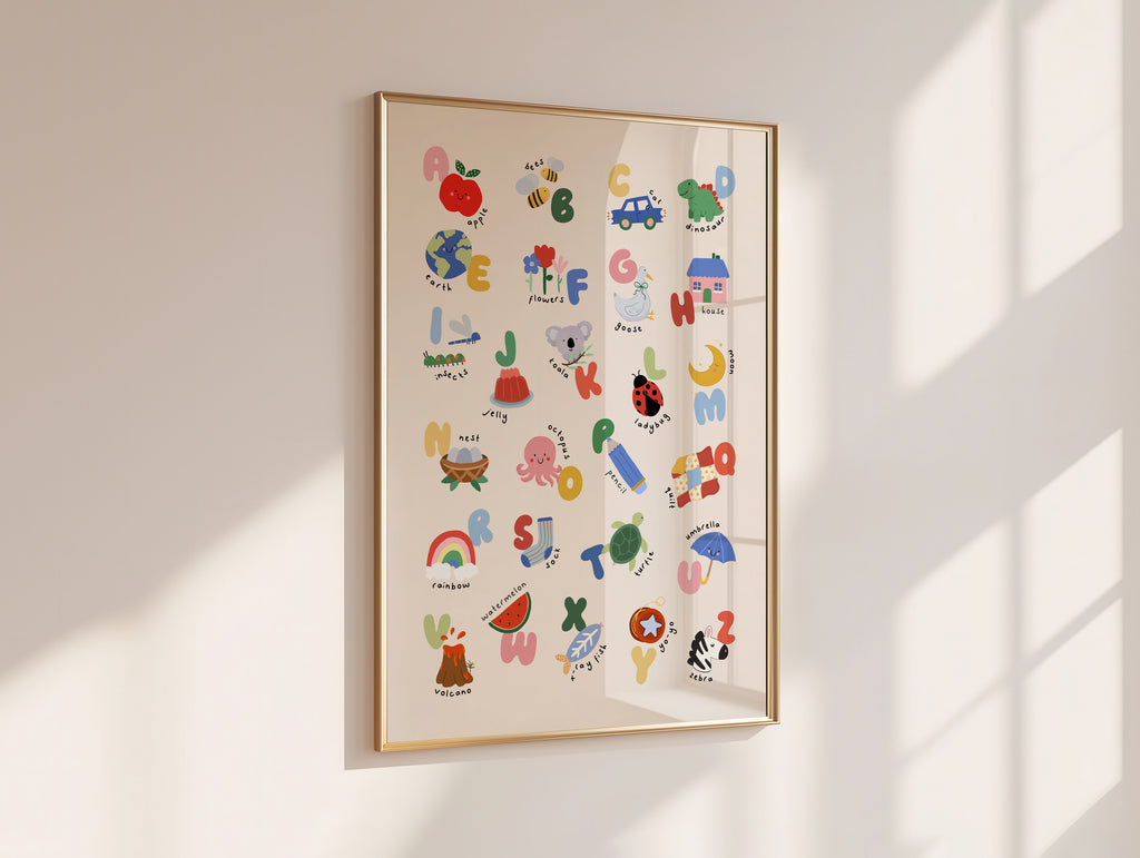 Kids Alphabet Print - Modern ABC Nursery Wall Art