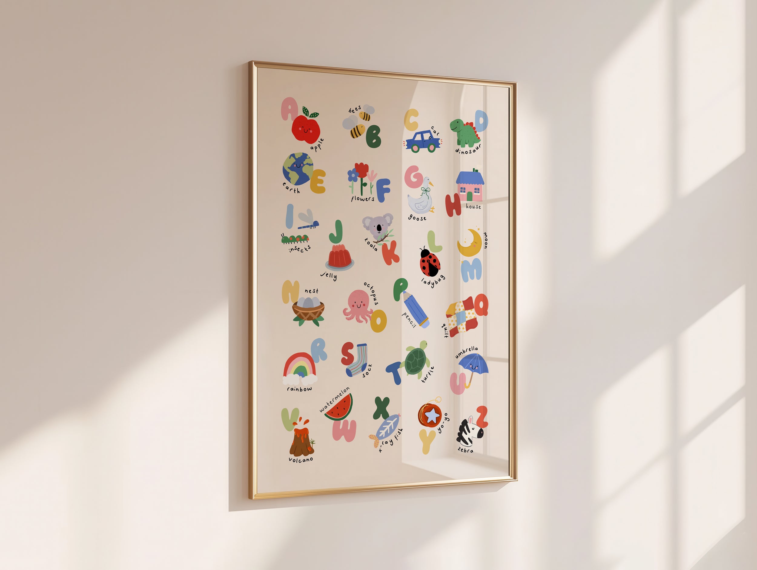 Kids Alphabet Print - Modern ABC Nursery Wall Art