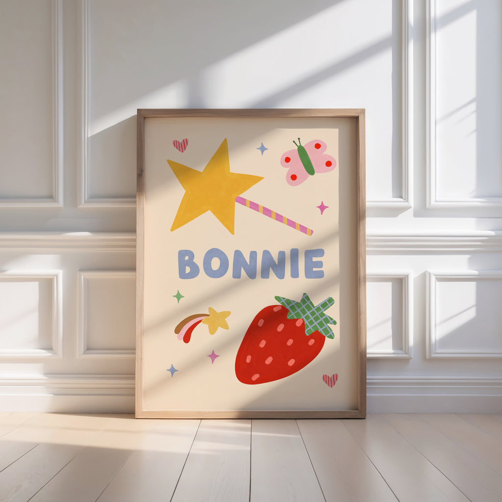 Strawberry Star Personalised Name Print