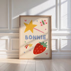 Strawberry Star Personalised Name Print