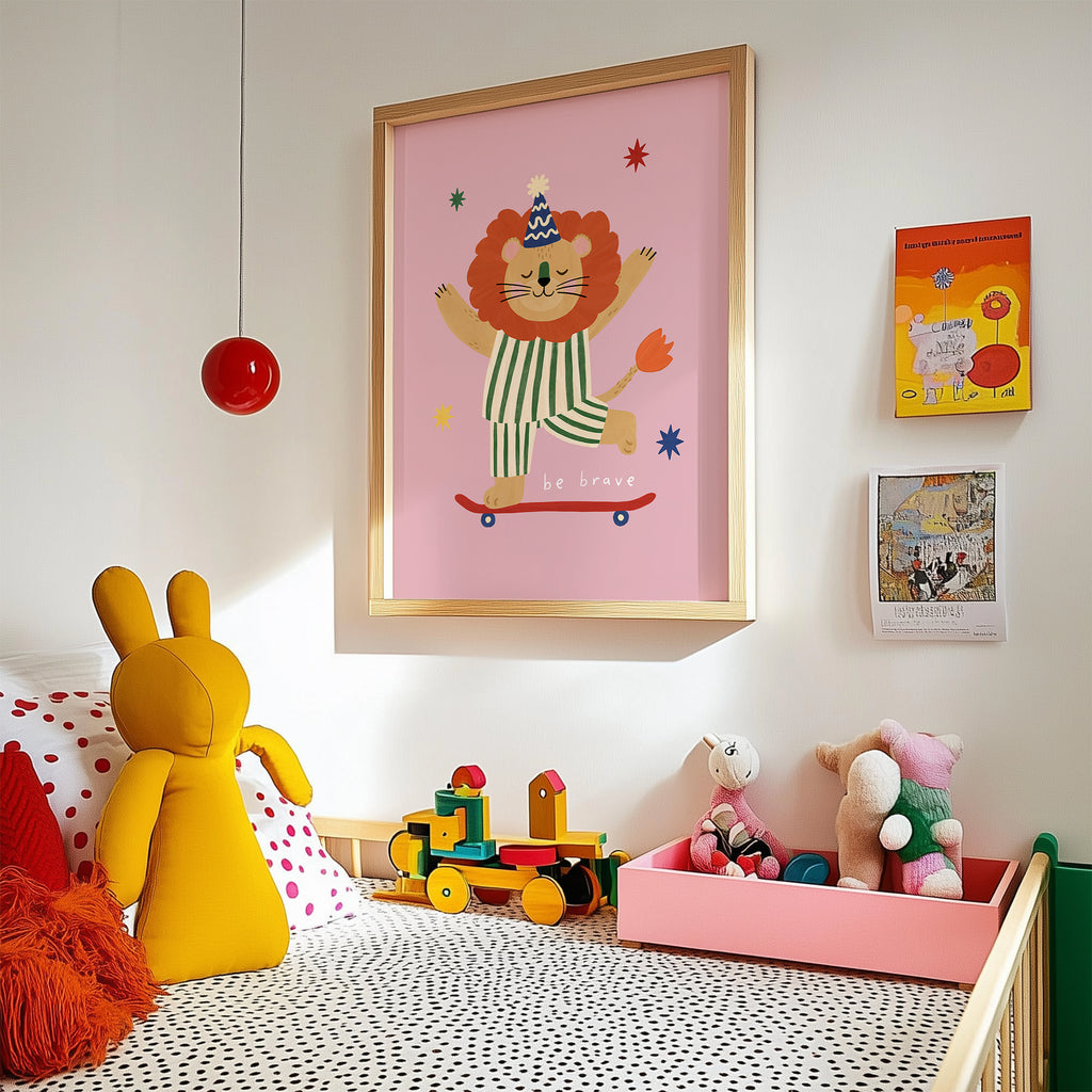 Be Brave Lion Print - Pink
