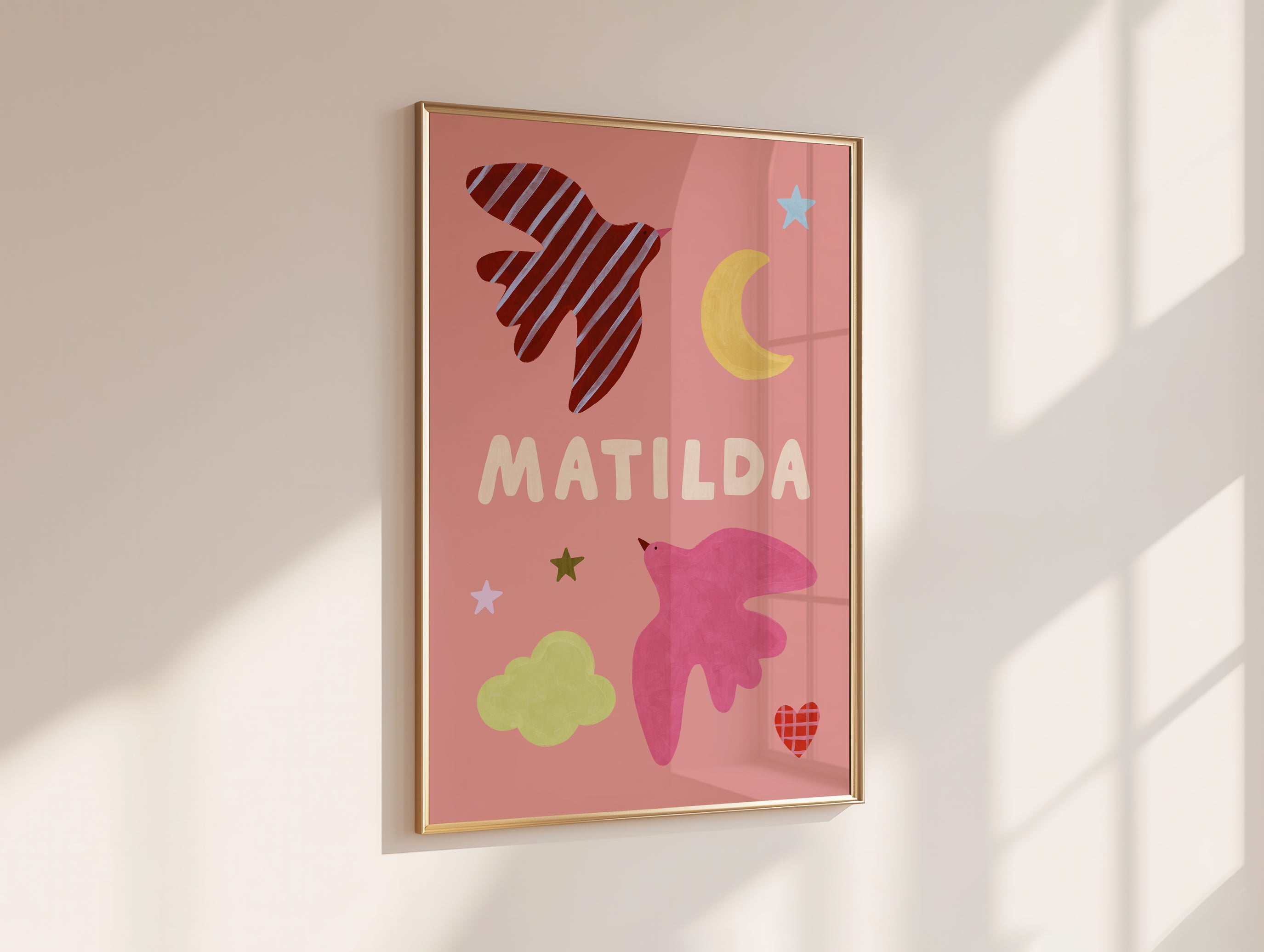 Personalised Bird Name Print - Pink