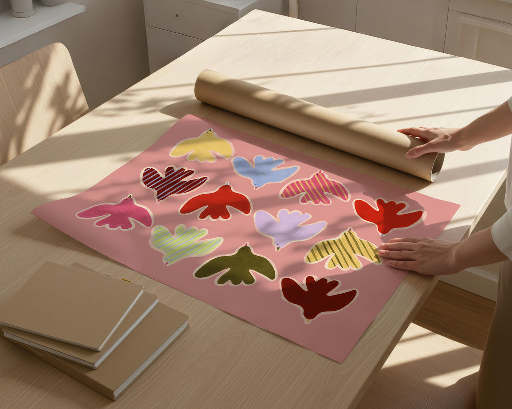 Flying Birds Print - Pink