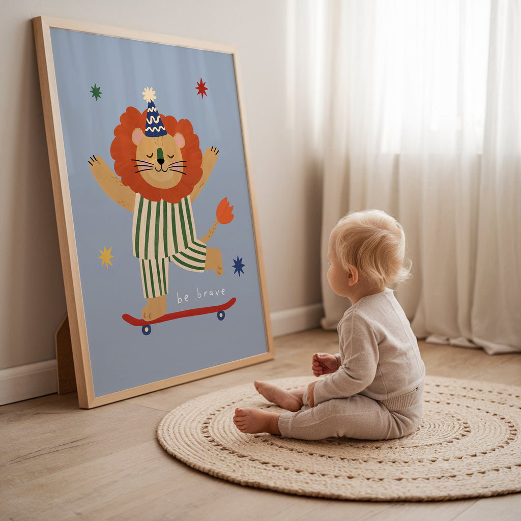 Be Brave Lion Print - Blue