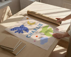 Personalised Bird Name Print - Beige & Blue