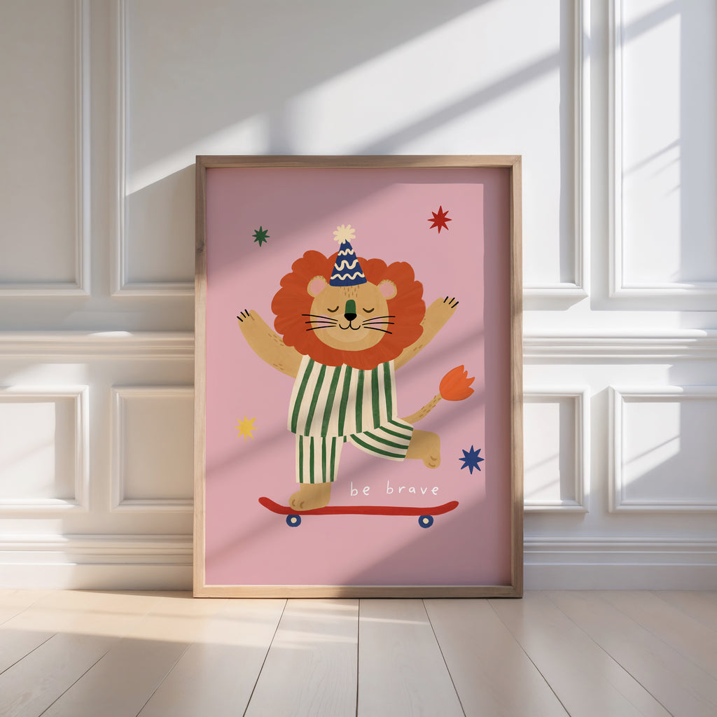 Be Brave Lion Print - Pink