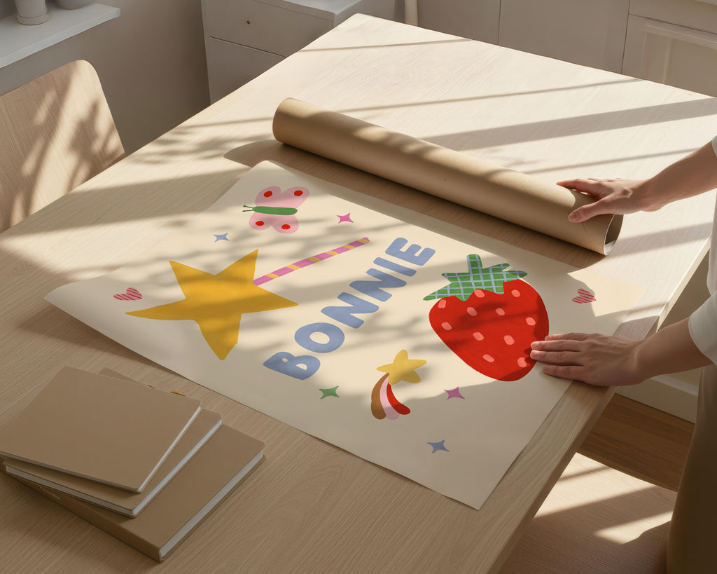 Strawberry Star Personalised Name Print
