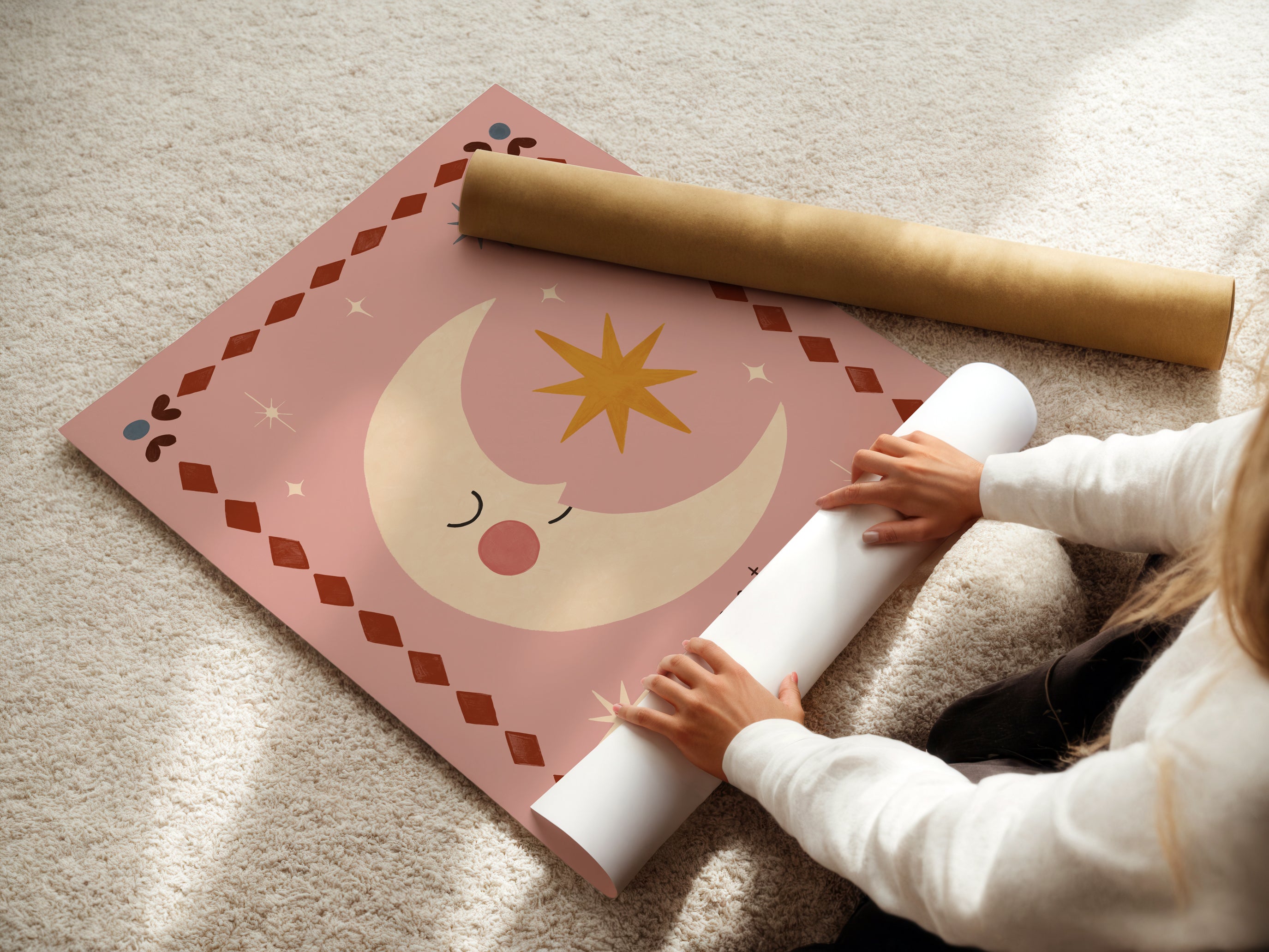 Sweet Dreams Moon Print - Pink